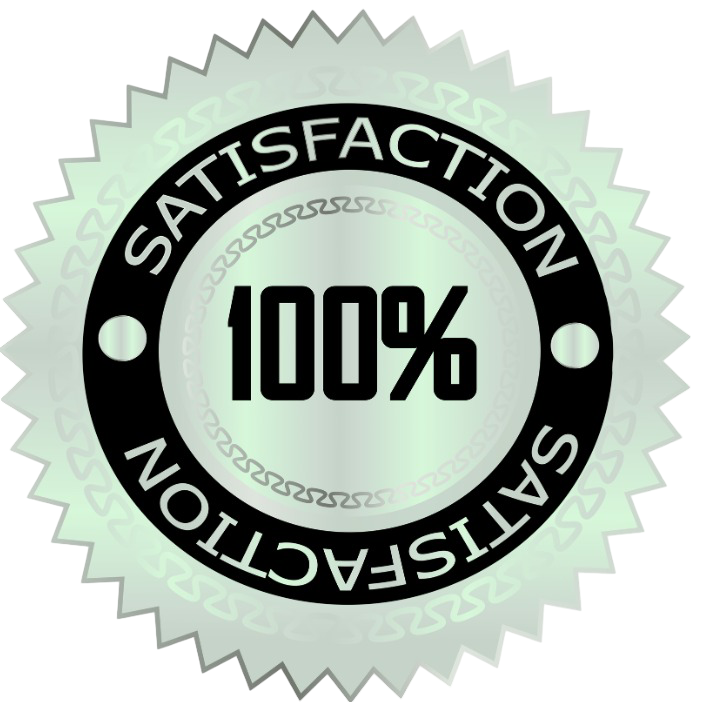 A 100% satisfaction badge icon, symbolizing the positive client relationships and high-quality service provided