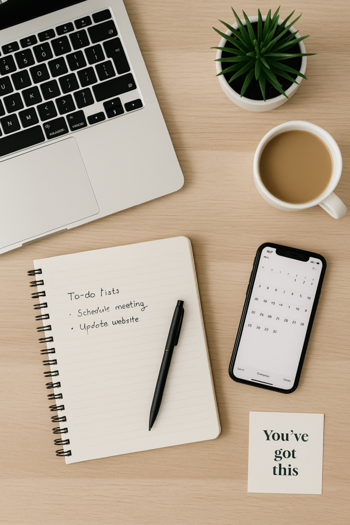 A tidy workspace symbolizing the professional, organized approach to administrative and scheduling tasks.